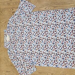 CRICKET Golf Polo Shirt Mens XL Blackmoor Novelty Print Short Sleeve Blue Moose